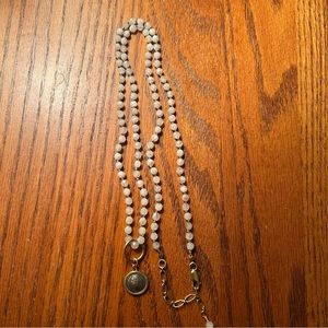 Shereen de Rousseau moonstone and coin necklace